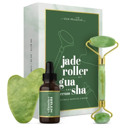 Eco Masters Jade Facial Roller With Gua Sha & Serum